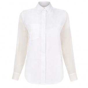 Рубашки White Contrast Block Front Shirt 