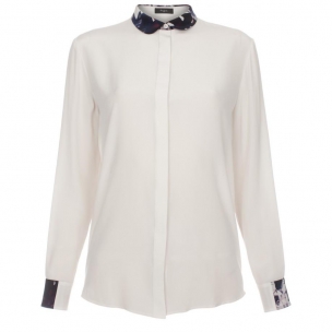 Рубашки Cream Contrast Colllar Silk Shirt 